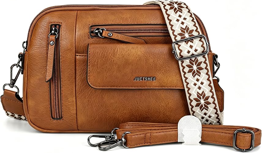 Brown JUCTSHEE multi-pocket crossbody bag